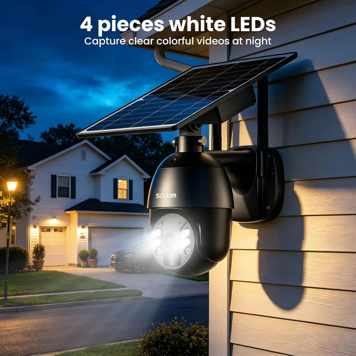 SOLIOM S600 Series 2K 4G LTE Solar Security Camera with Color Night Vision