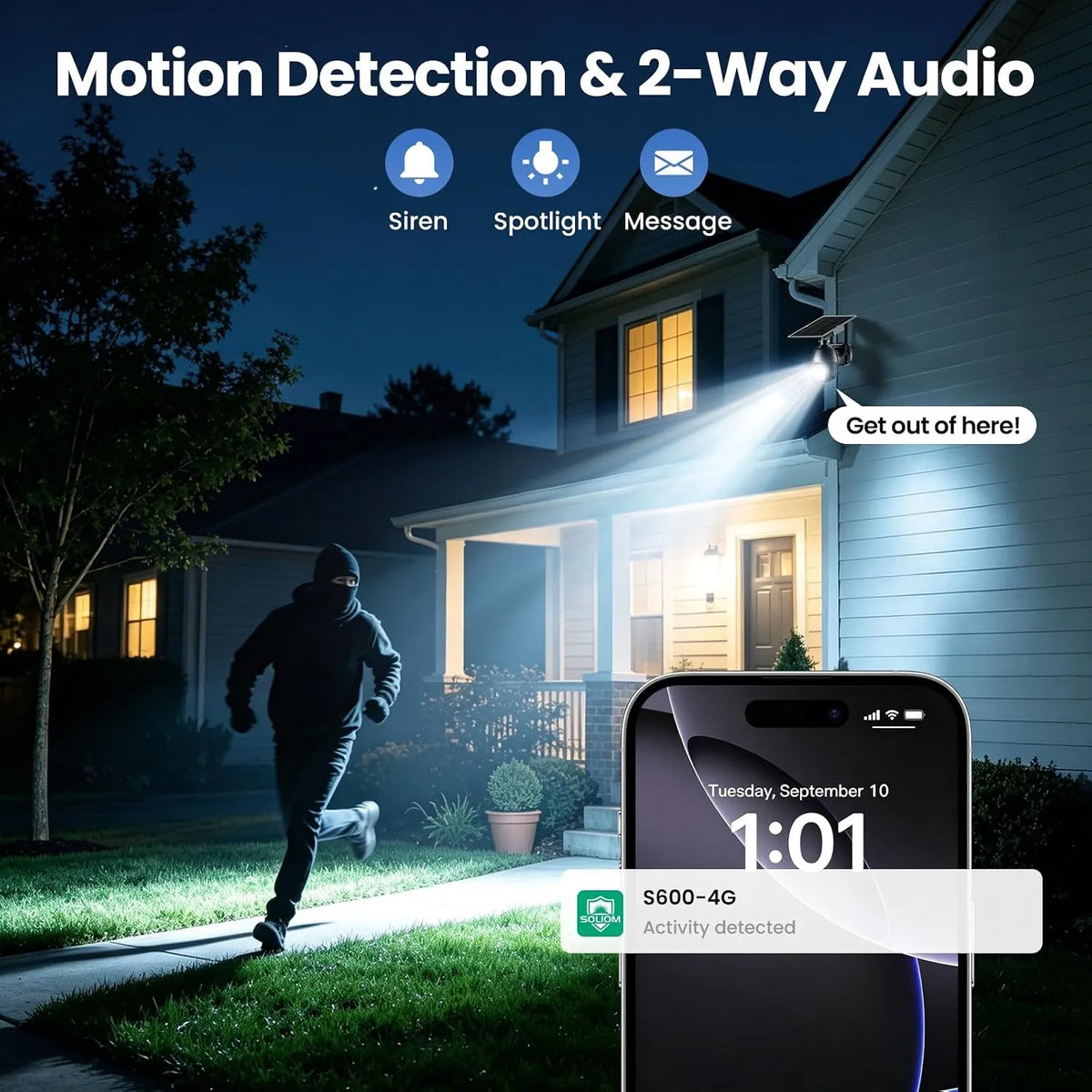 SOLIOM S600 Series 2K 4G LTE Solar Security Camera with Color Night Vision
