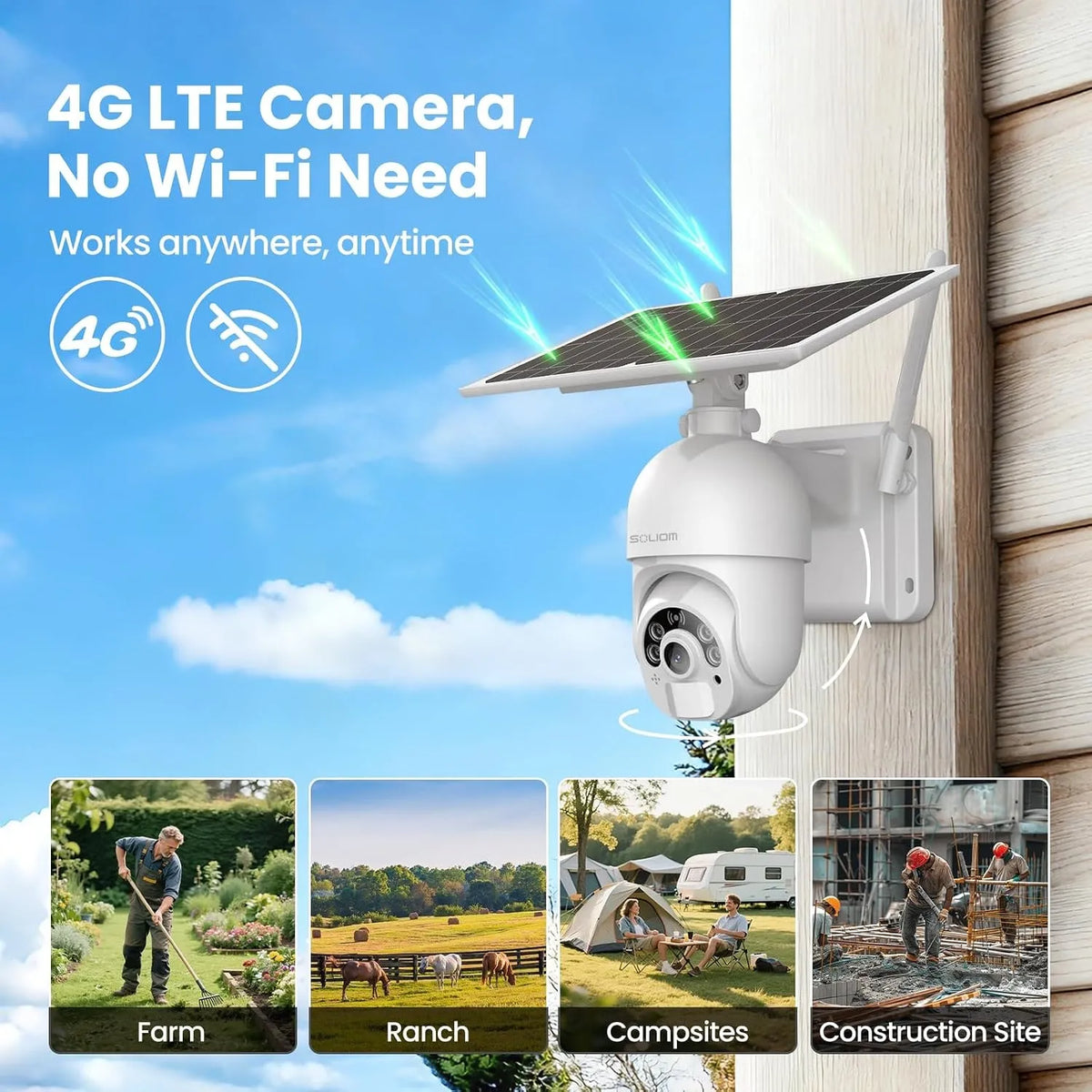 SOLIOM 2K 4G LTE IP66 Solar Security Camera S800C