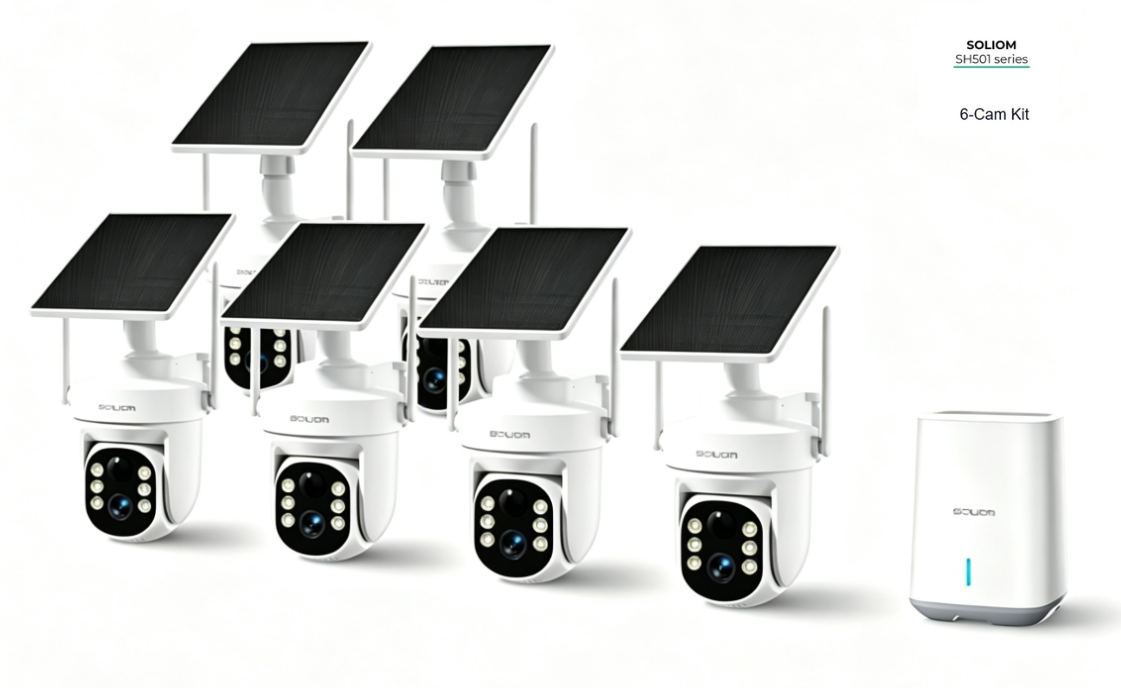 Special offer for SOLIOM 5MP 3K 5G WIFI Security Outdoor Camera, 6-Camera Kit, 64GB Local Storage, No Susbscription
