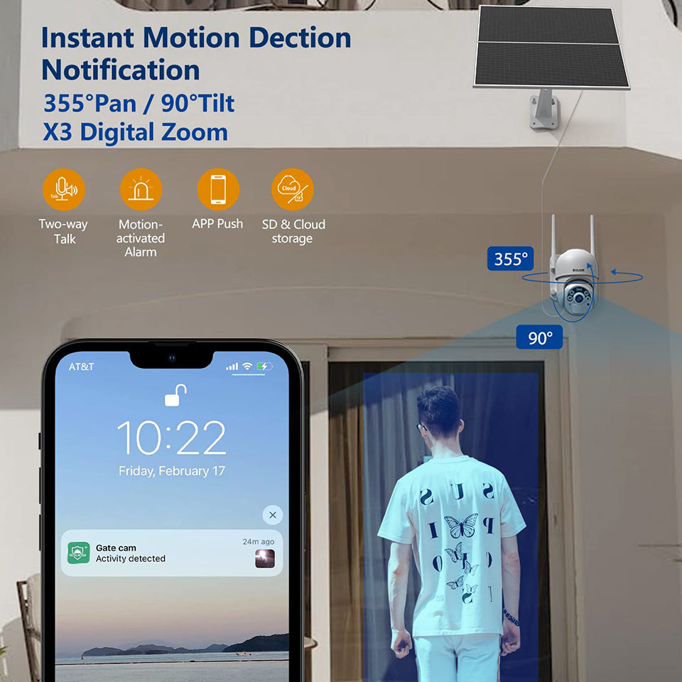 Soliom Pan Tilt SL800 Wifi 24/7 Recording Camera, Solar Powered