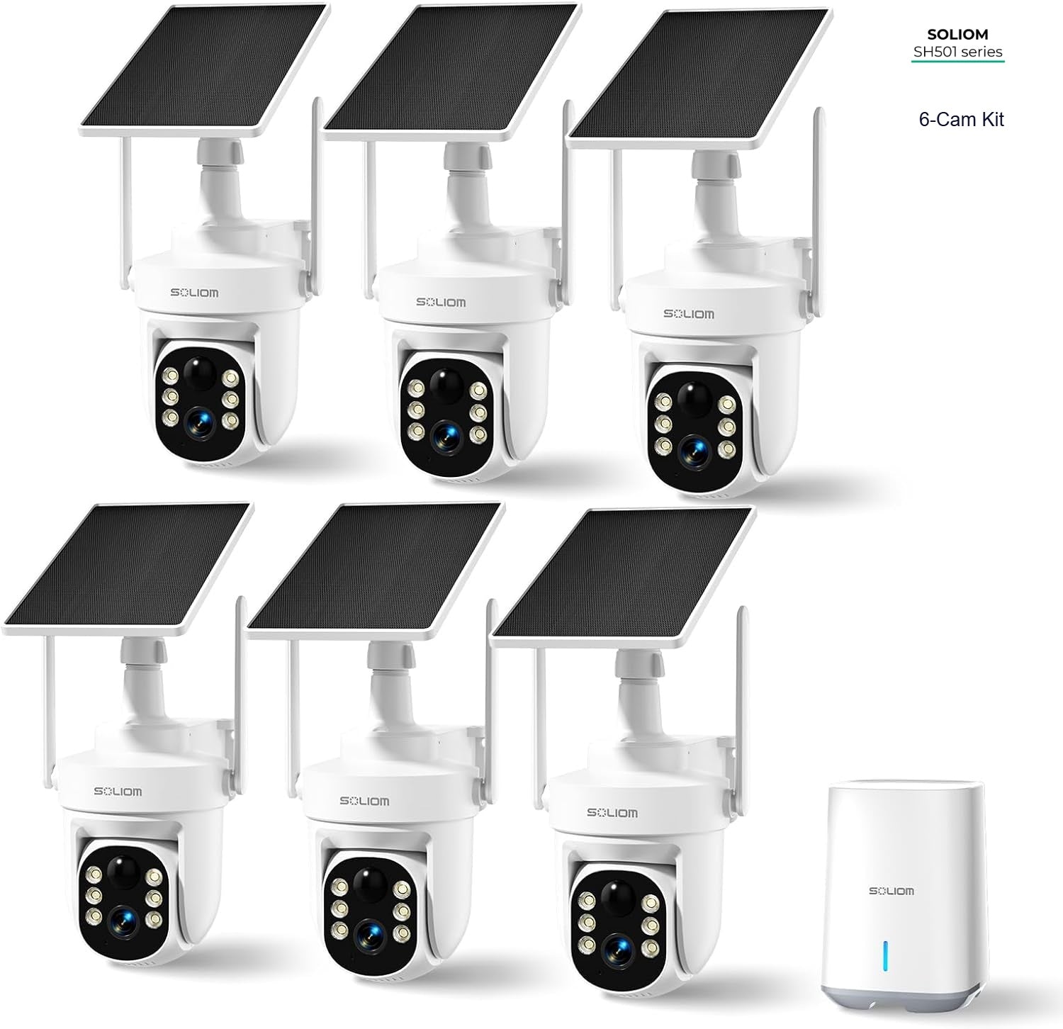 SOLIOM 5MP 3K 5G WIFI Security Outdoor Camera, 6-Camera Kit, 64GB Local Storage, No Susbscription