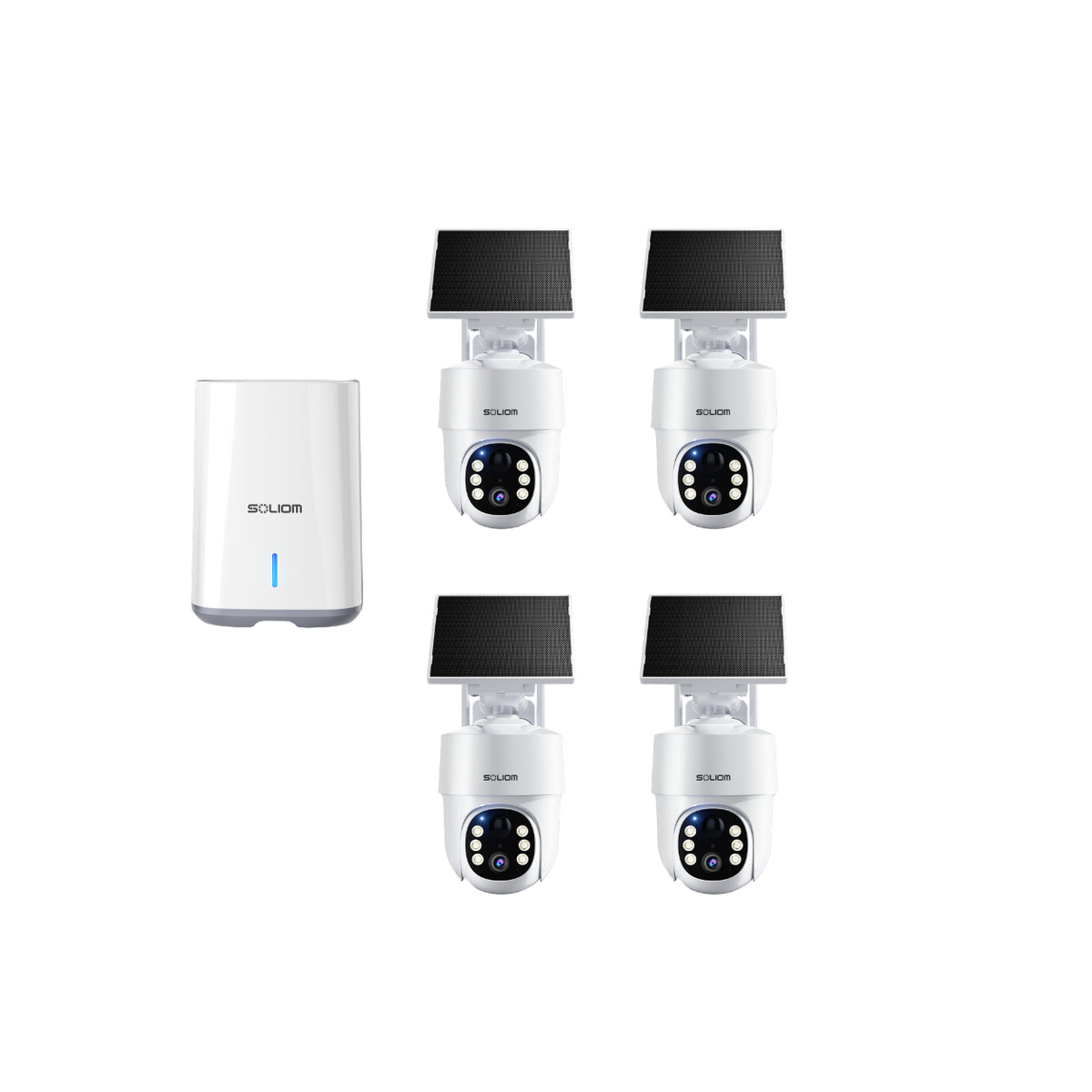 SOLIOM SHB502 3K (5MP) Wi-Fi Solar Security Camera System with 360° Human Tracking-4-Cam Kit