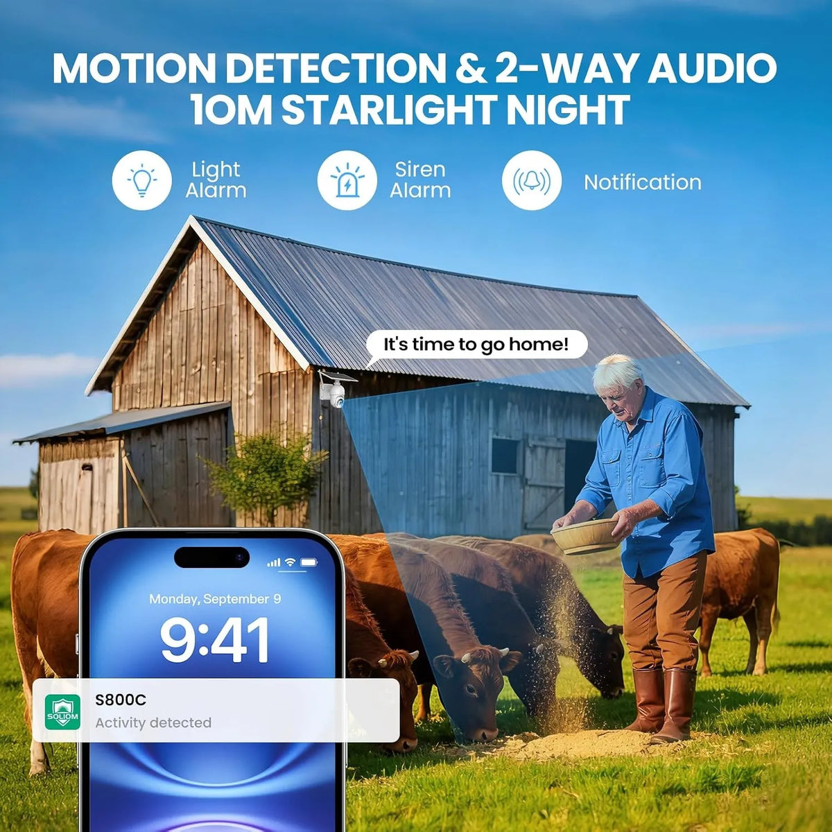SOLIOM S800C 2K Outdoor Security Camera with PIR Detection & 2-Way Audio