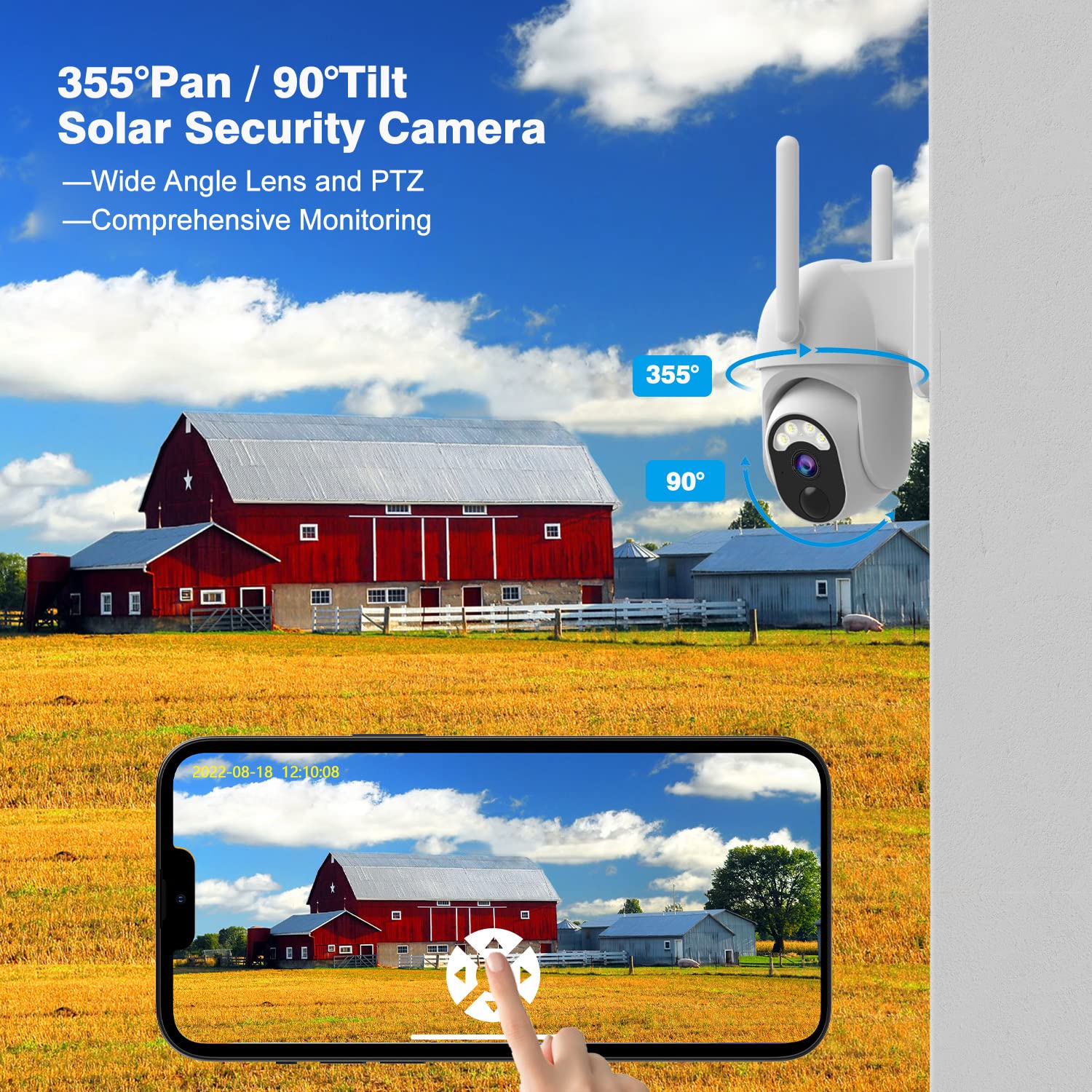 Soliom PT S40 3G/4G LTE Outdoor Cellular Solar Security Cameras with SIM Card, 1080p Night Vision, No WiFi