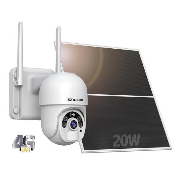SOLIOM SL800-4G LTE Cellular Security Camera 24-hour Recording with 360° Pan Tilt, Spotlight Color Night Vision,2 Way Talk,PIR Motion Detection