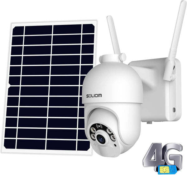 Soliom S800C 4G LTE Cellular Security Camera Outdoor,Pan Tilt 360°View Spotlight, 3M USB cable