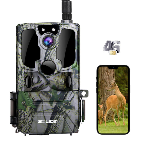 SOLIOM 4G LTE Cellular Trail Cameras,Game Hunting Wireless Cam,Motion Activated 120°Wide Angle ET40