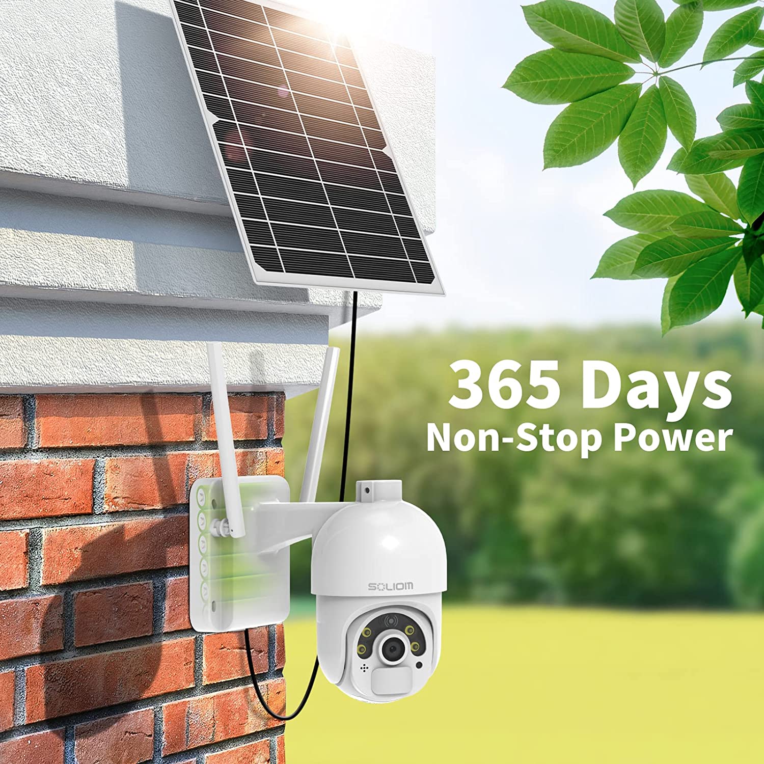 Soliom PT S800C WiFi Solar Security Camera with Panel, Spotlight Color Night Vision, 3M USB cable