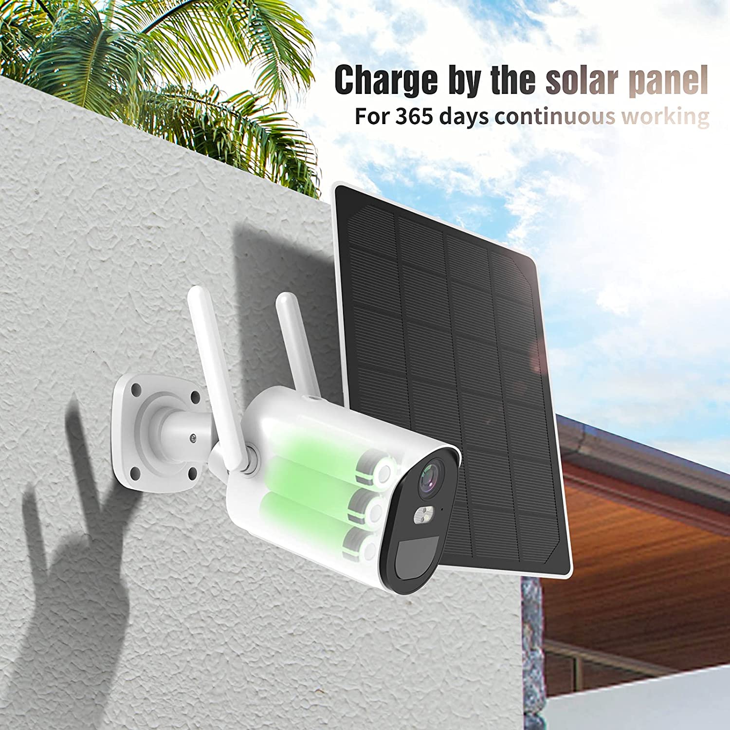 Soliom B10 Solar Security Camera 1080p Outdoor Wireless Wifi Battery Powered, 3M USB cable